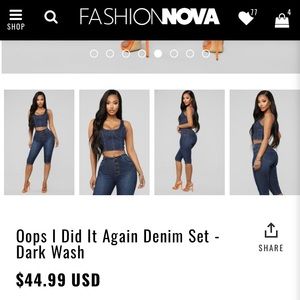Fashion nova blue Jean two piece